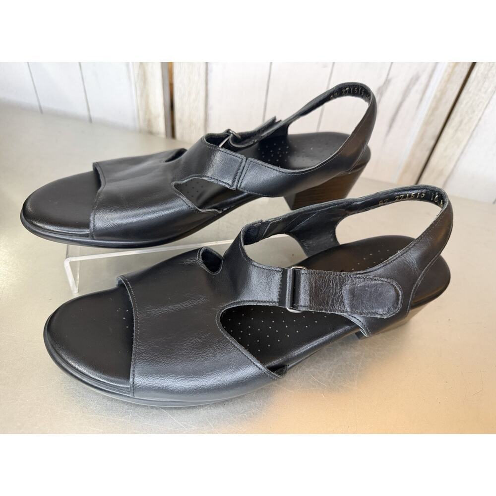 SAS Black Leather Adjustable Strap Sandals Womens Size 10N Narrow